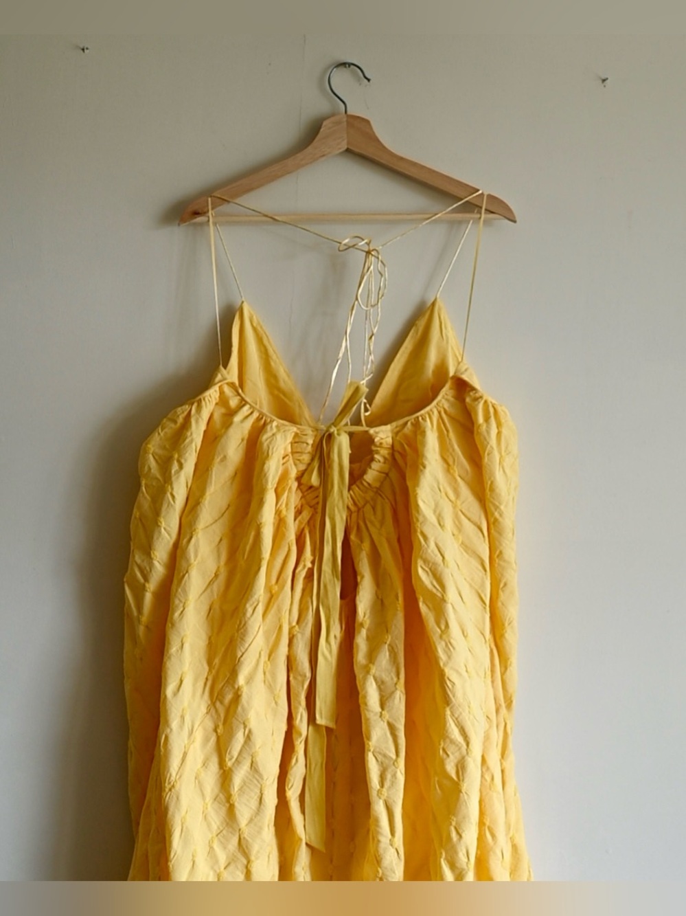 Free People NWT Butter Yellow Textured Open Back Maxi Dress BabyDoll XL - Picture 6 of 8